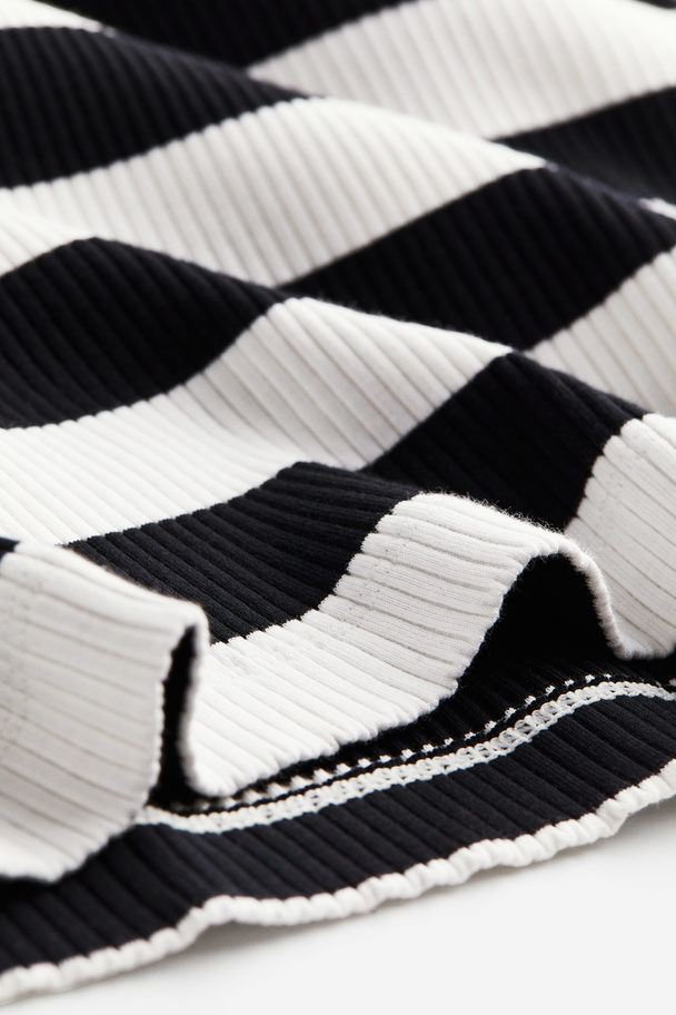 H&M Ribbed Top White/black Striped