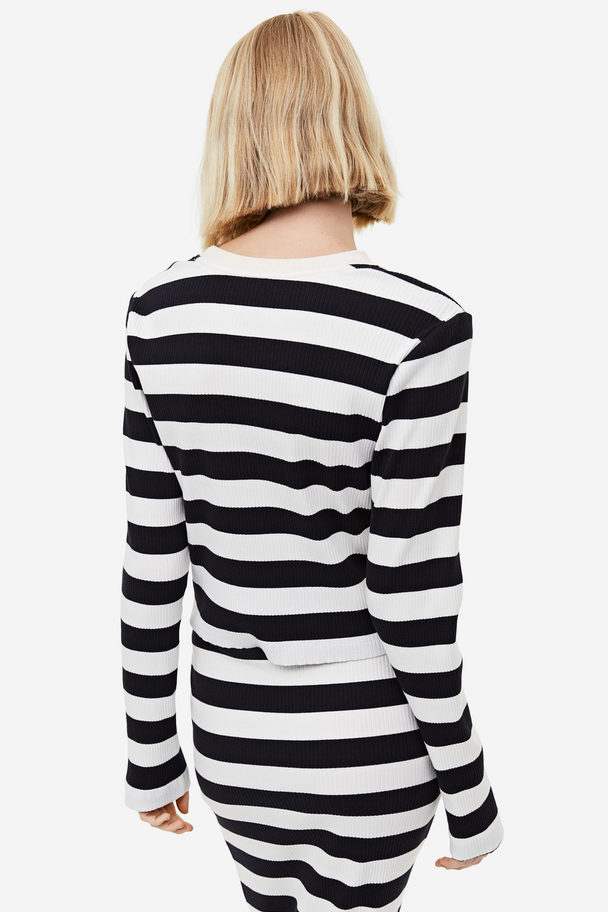 H&M Geripptes Shirt Weiß/Schwarz gestreift