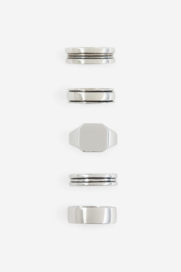 H&M 5er-Pack Ringe Silberfarben