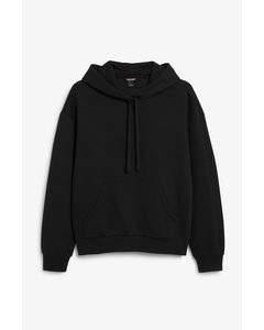 Blød Sort Hoodie Med Snøre Sort