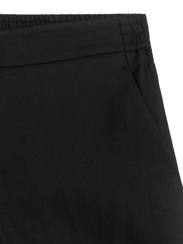 ARKET Fluid Linen Blend Trousers Black