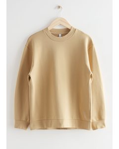 Long Relaxed Cotton Sweater Camel