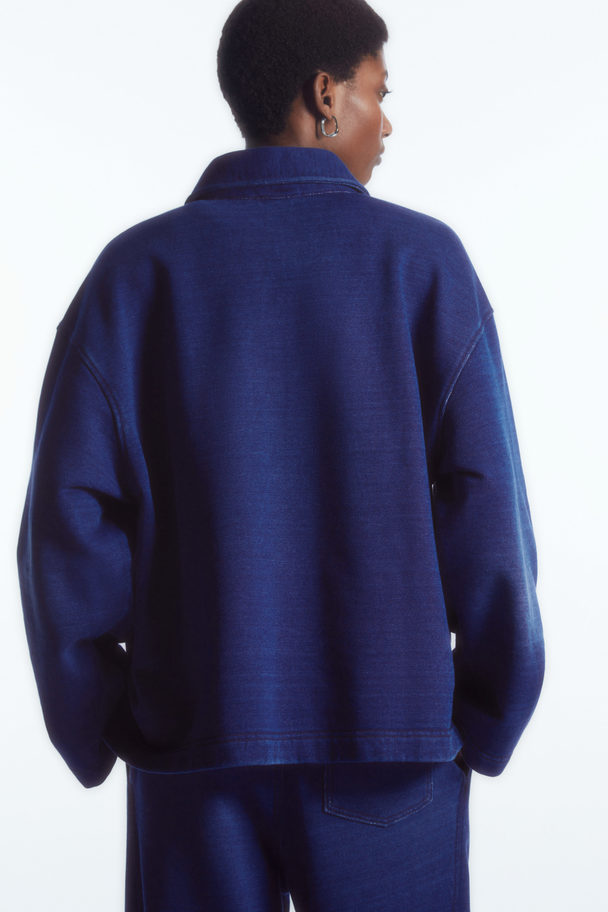 COS Collared Polo Sweatshirt Indigo