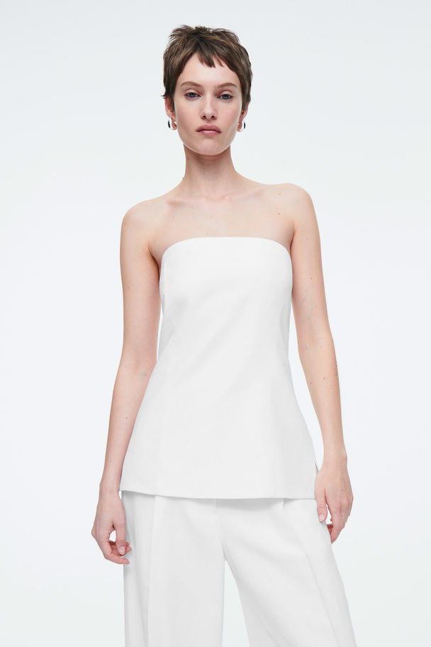 COS Linen Bustier Top White