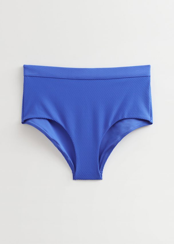 & Other Stories Textured High Waist Bikini Briefs Bright Blue