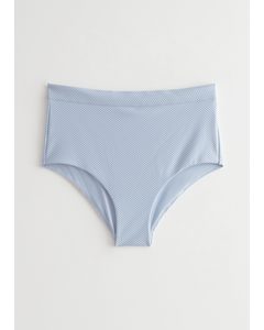 Textured High Waist Bikini Briefs Light Blue
