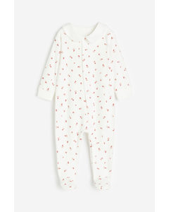 Sleepsuit With Full Feet Natural White/floral