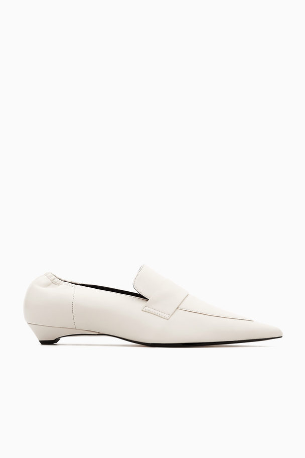 COS Pointed Leather Kitten-heel Loafers White