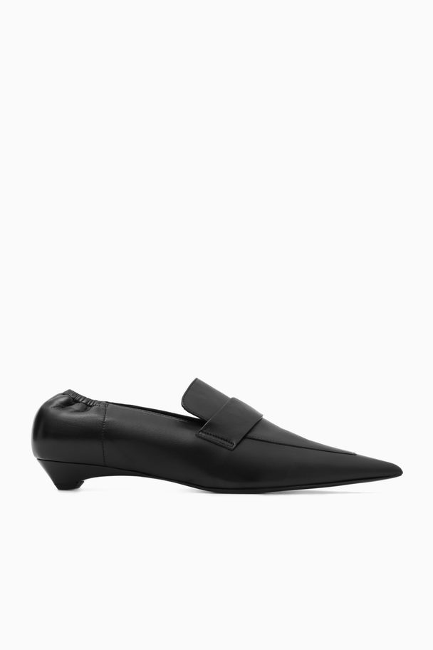 COS Pointed Leather Kitten-heel Loafers Black