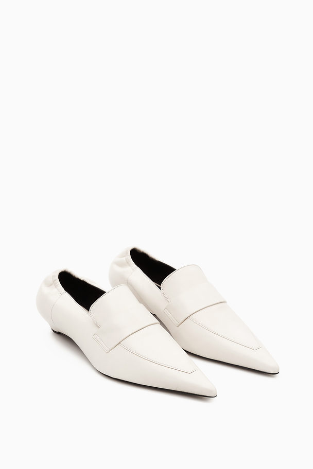 COS Pointed Leather Kitten-heel Loafers White