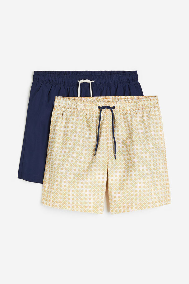 H&M 2-pack Swim Shorts Beige/patterned