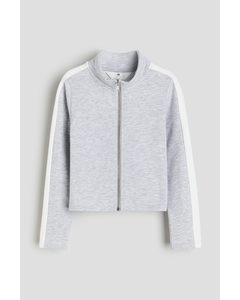 Sweatshirt Zip-through Top Light Grey Marl/white
