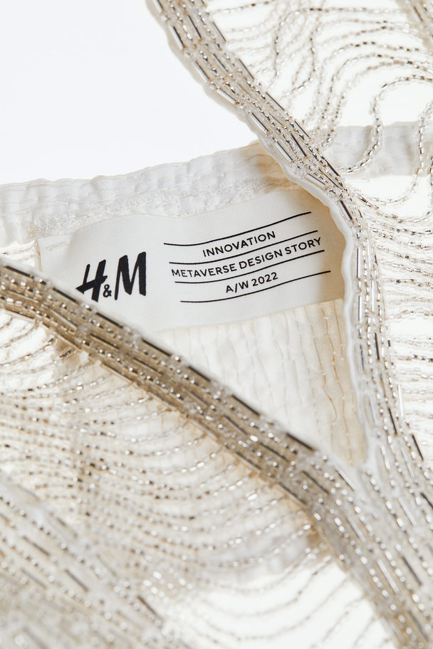 H&M Beaded Halterneck Top Ivory