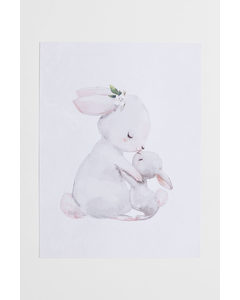 Poster Wit/konijnen