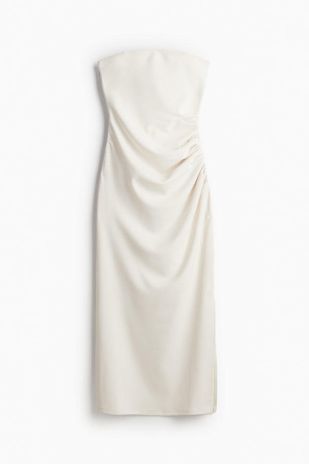H&M Drapiertes Bandeau-Kleid Cremefarben