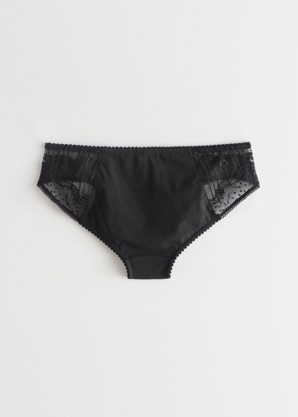 & Other Stories Scalloped Lace Briefs Black