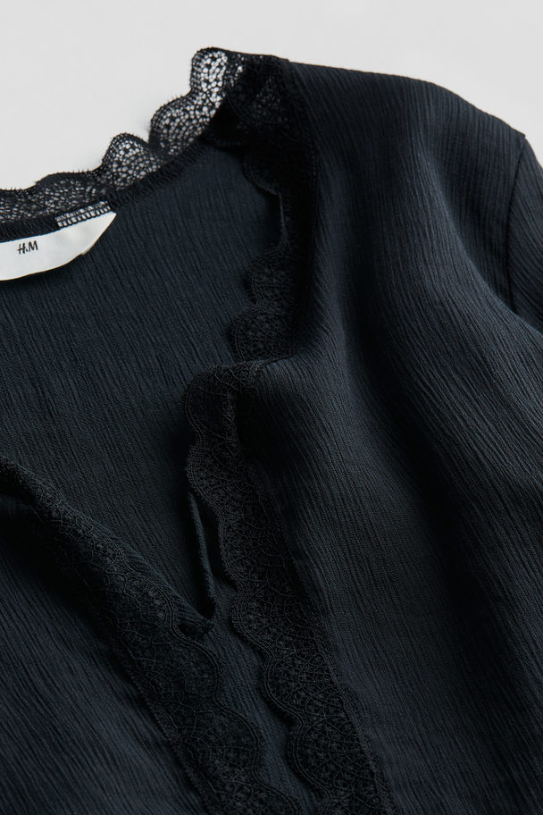 H&M Tie-front Blouse Black