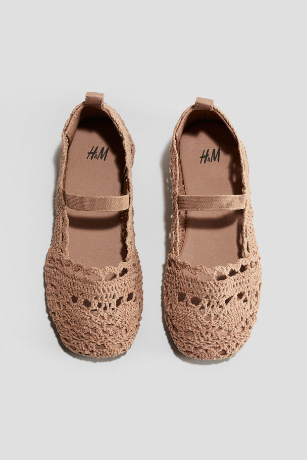 H&M Ballerinas im Häkellook Dunkelbeige