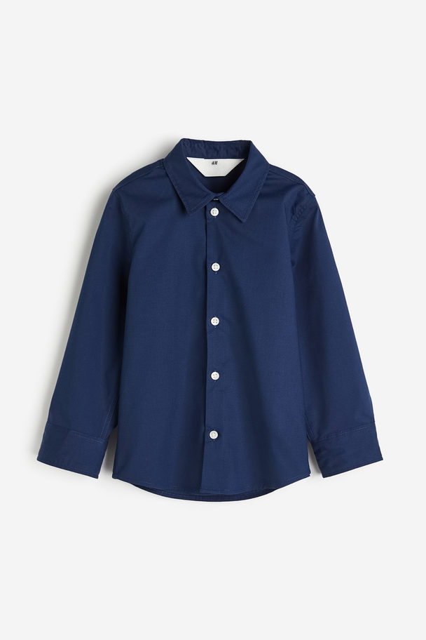 H&M Easy-iron Shirt Navy Blue