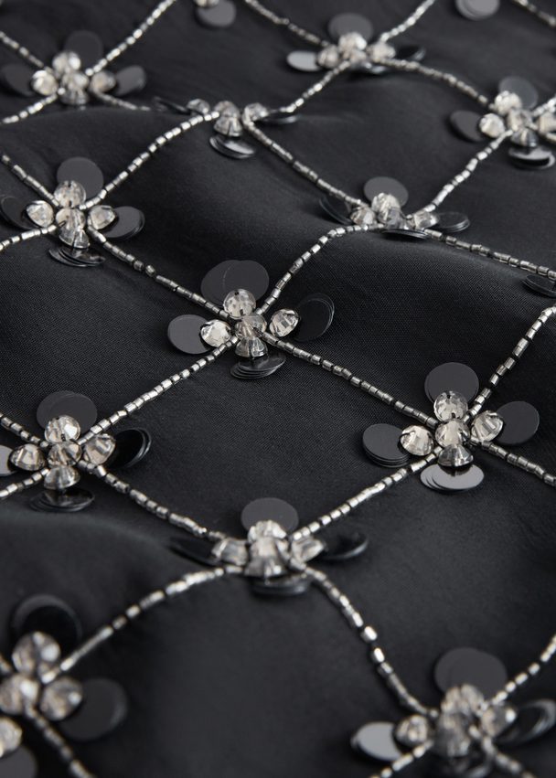 & Other Stories Gemstone Embellished Party Skirt Black Sequin