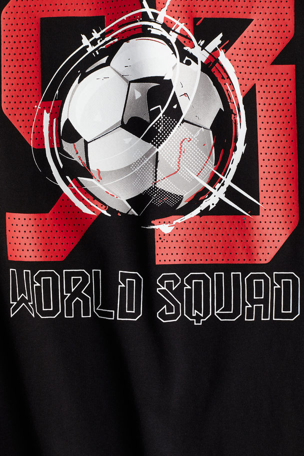 H&M T-Shirt mit Motivprint Schwarz/Fußball