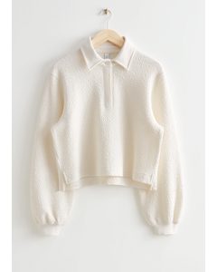 Kastiger Pullover mit Strukturmuster Weiß