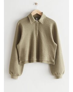 Textured Boxy Sweater Khaki