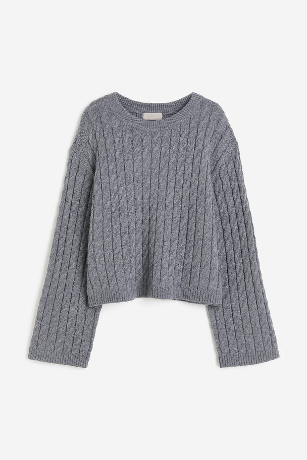 H&M Cable-knit Jumper Grey Marl