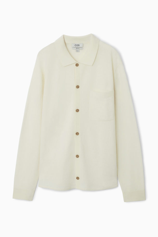 COS Knitted Boiled-wool Shirt Cream