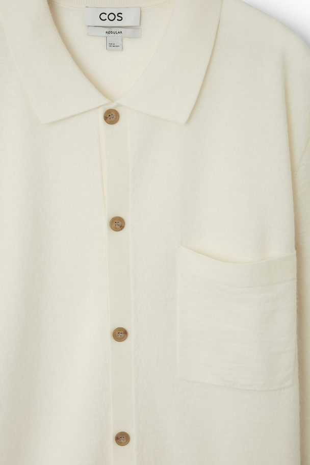 COS Knitted Boiled-wool Shirt Cream