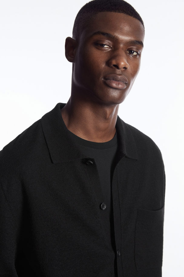 COS Knitted Boiled-wool Shirt Black