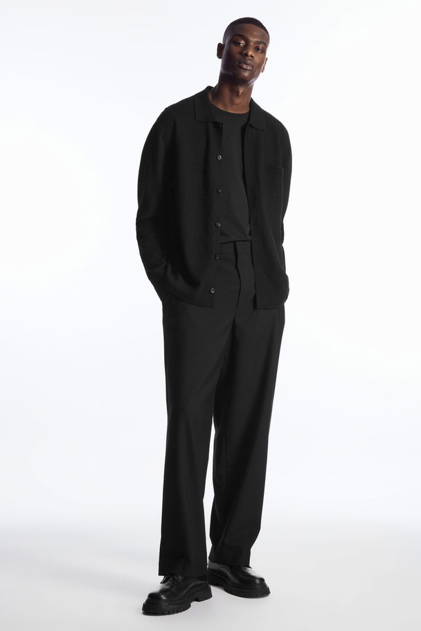 COS Knitted Boiled-wool Shirt Black