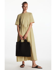 Oversized Asymmetric-waist Dress Beige