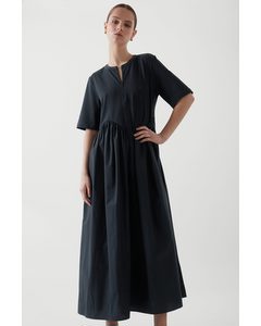 Oversized Asymmetric-waist Dress Dark Navy