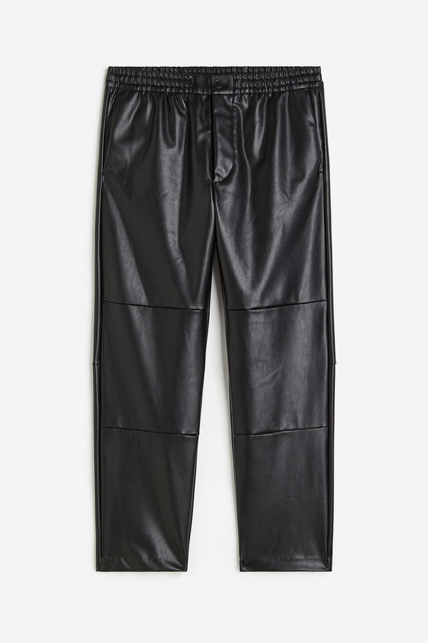 H&M Regular Fit Coated Trousers Black