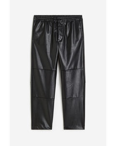 Regular Fit Coated Trousers Black