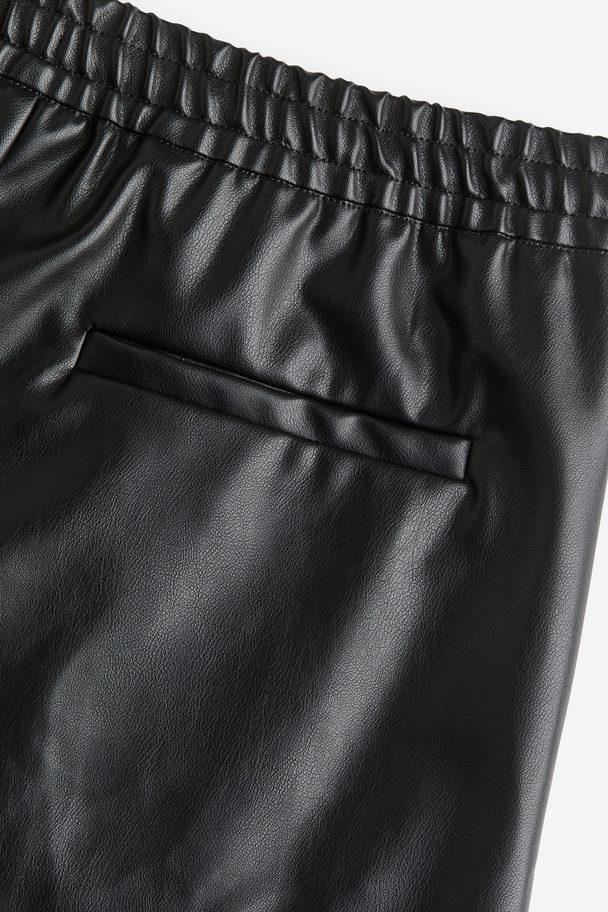 H&M Regular Fit Coated Trousers Black