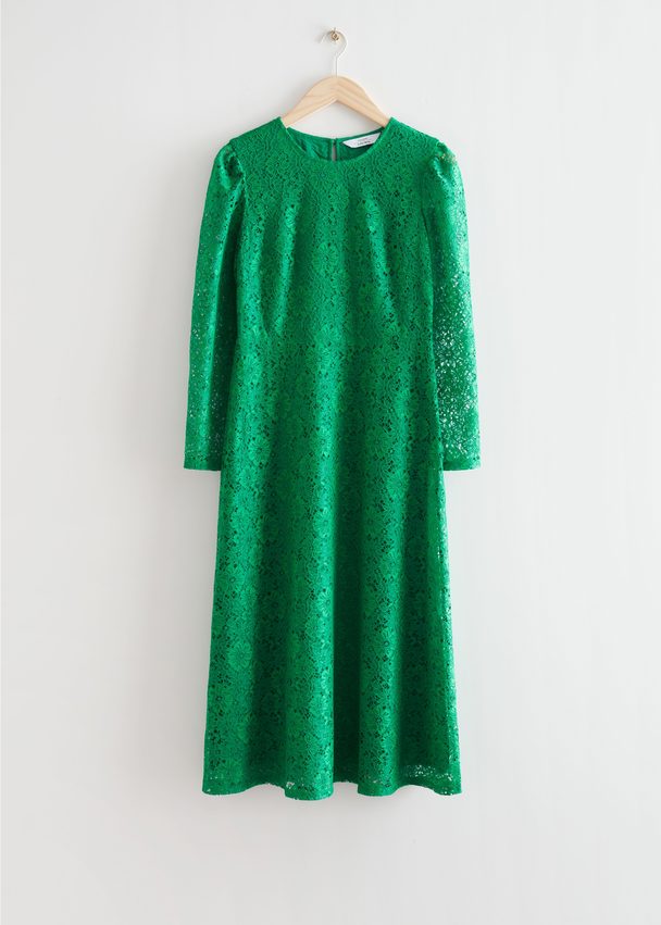 & Other Stories Lace Midi Dress Green