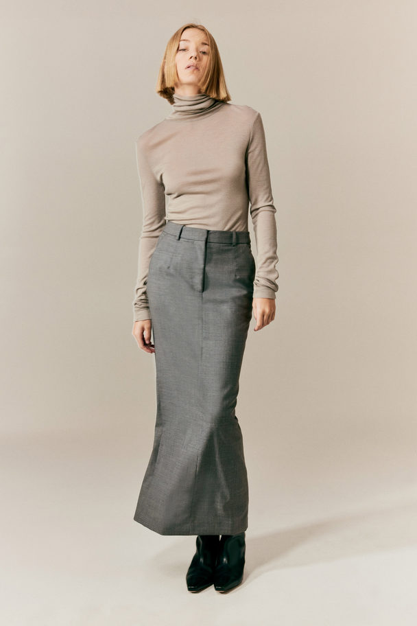 H&M Wool-blend Pencil Skirt Grey