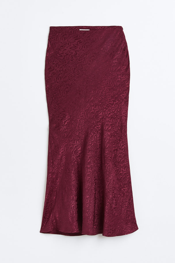 H&M Jacquard-weave Skirt Dark Red/patterned