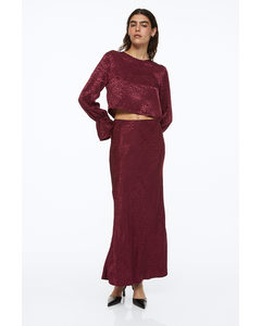 Jacquard-weave Skirt Dark Red/patterned