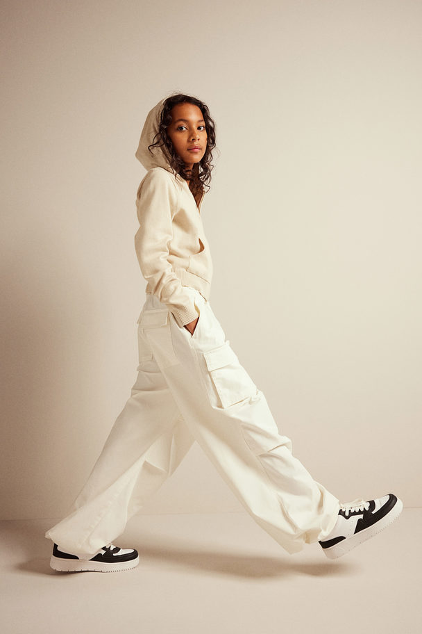 H&M Parachute Trousers Natural White
