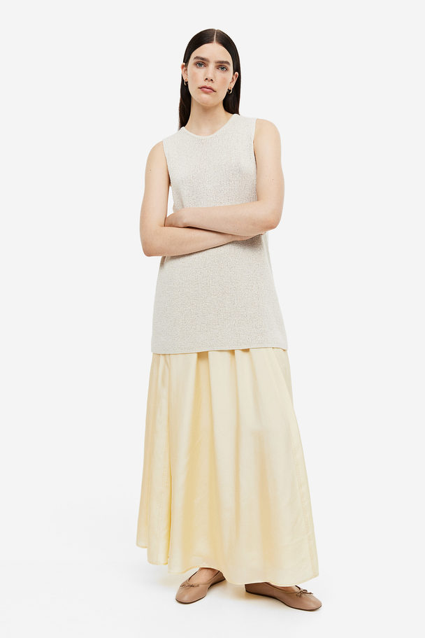 H&M A-line Silk Skirt Light Yellow