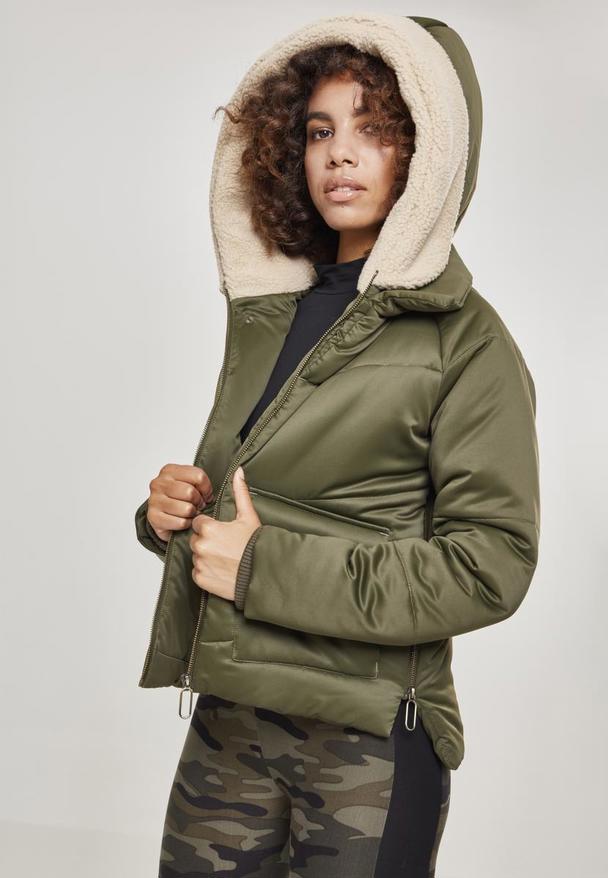 Urban Classics Damen Ladies Sherpa Hooded Jacket