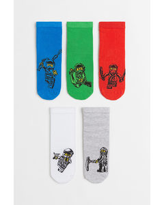 5-pack Patterned Socks Green/ninjago
