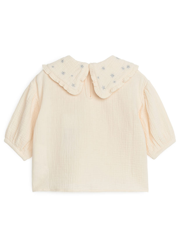 ARKET Frill-collar Cheesecloth Blouse Beige