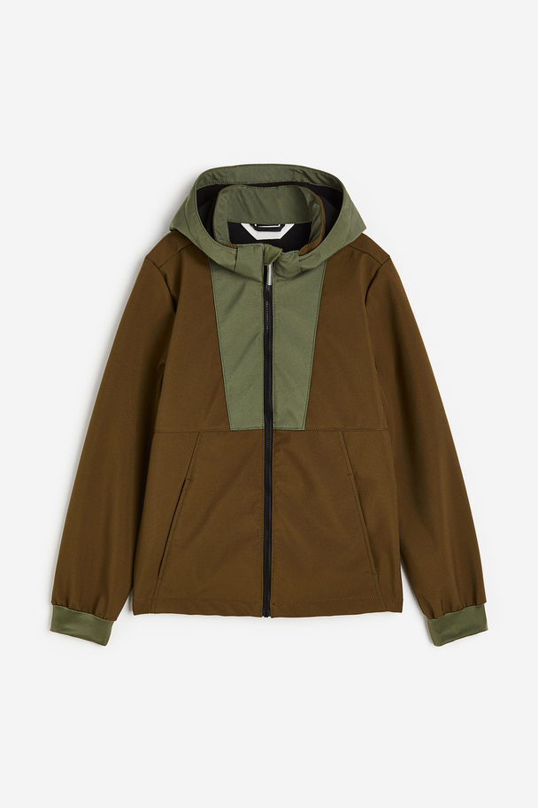 H&M Water-resistant Softshell Jacket Khaki Green/brown