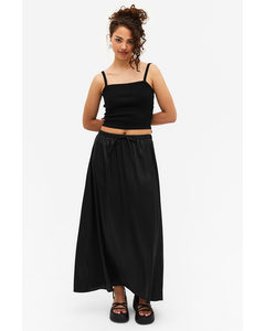 Long Black Satin Skirt Black