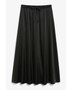 Long Black Satin Skirt Black
