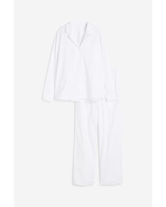 Pyjama aus Jacquardstoff Weiß